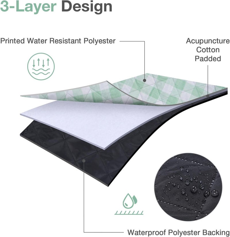 WILLOW WEAVE Picnic Blanket, 80''x80'' Waterproof Outdoor Blankets, Picnic Mat Washable for Beach, Picnic Blankets for Camping on Grass with Shoulder Strap - Green & White - Image 4